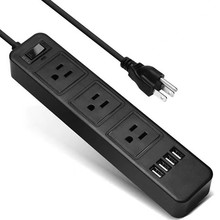 【现在货库存】美式两插2米3孔美标专用孔插座防雷带过载USB插排