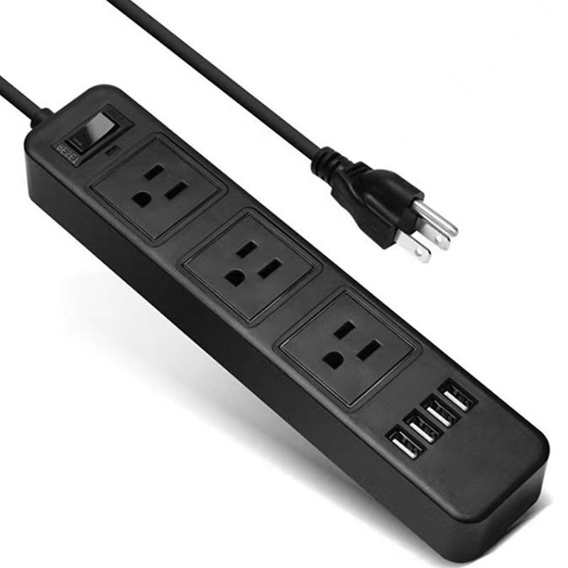 【现在货库存】美式两插2米3孔美标专用孔插座防雷带过载USB插排