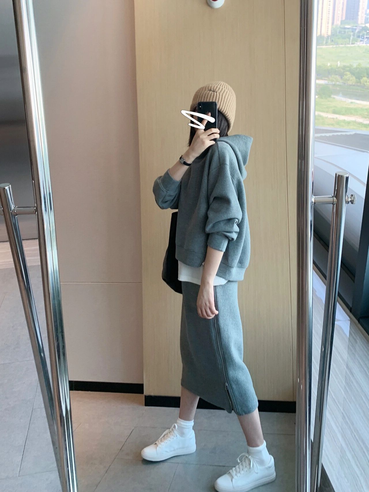 【中國直郵】 奢笛熊 春秋裝新款輕熟風休閒運動服衛衣兩件組 灰色 S