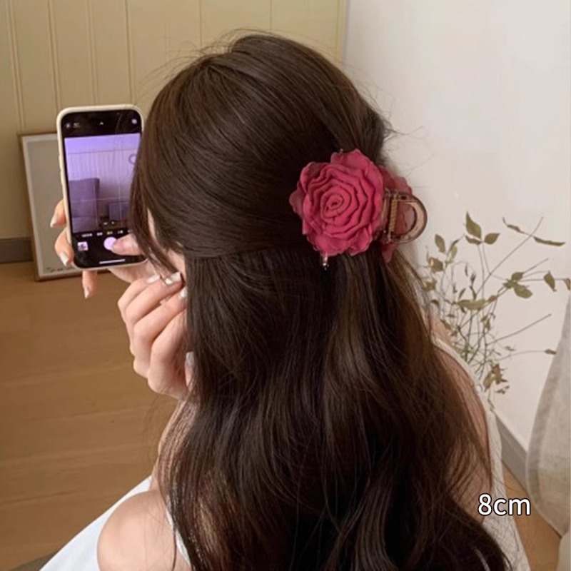 Año Nuevo clip rojo de cabello de mujer detrás de la cabeza de alta sensación de disco de cabello raspado clip de pez gran tamaño de cabello de cabello de cabello de cabello