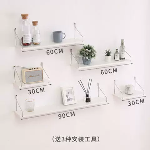 墙上置物架免打孔墙壁一字隔板床头墙面挂墙装饰卧室木板挂架书架