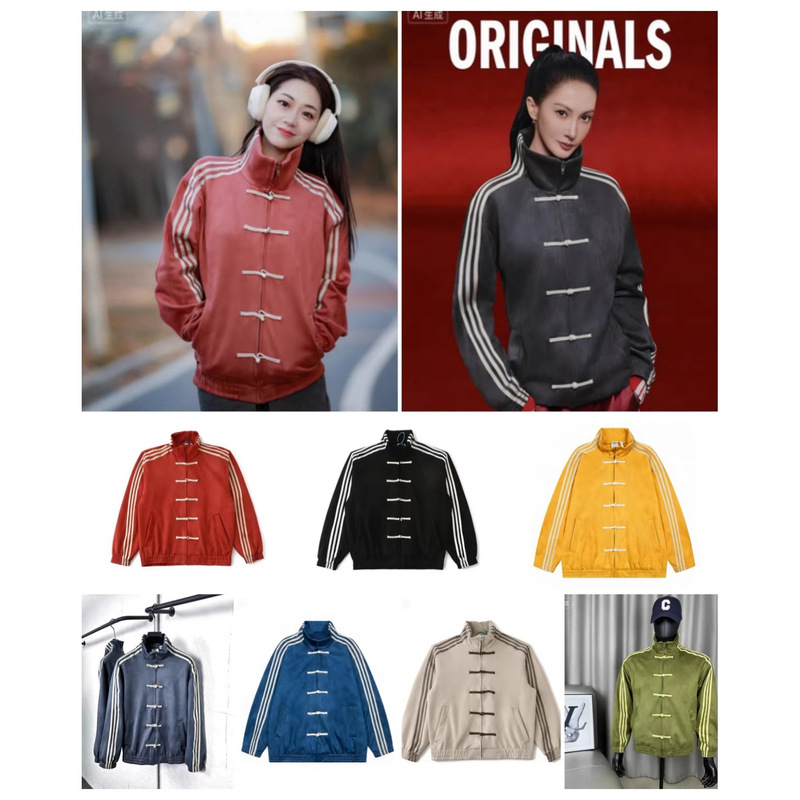 High-End Version New Three-Stripe Chinese-Style Stand-Collar Tang Suit Sports Jacket Casual Trendy Versatile Loose-Fitting Unisex Outerwear