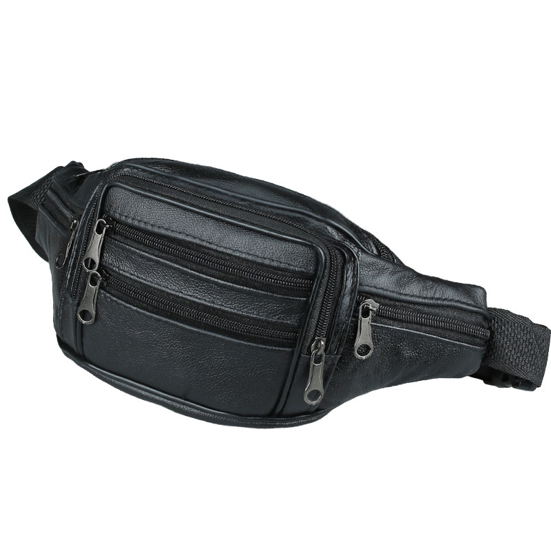 Cross-Border Men's Leather Waist Bag, Multi-Functional Mobile Phone Bag, Outdoor Travel Bag, Creative Money Collection Bag, Cross-Body Chest Bag