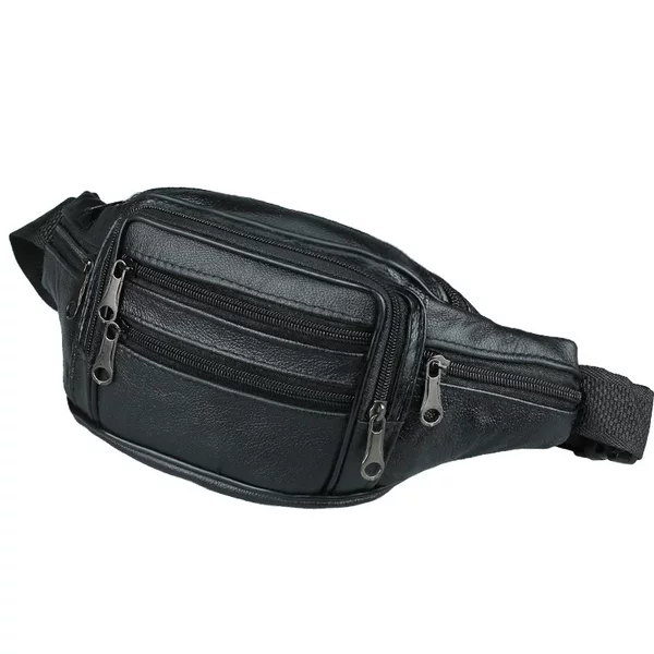 Cross-Border Men's Leather Waist Bag, Multi-Functional Mobile Phone Bag, Outdoor Travel Bag, Creative Money Collection Bag, Cross-Body Chest Bag