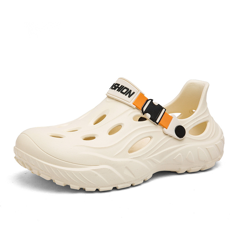 Pisar zapatos con agujeros de mierda, tendencia de verano para hombres, zapatillas de tacón exterior, suela gruesa, antideslizante, sandalias de playa al aire libre resistentes al desgaste