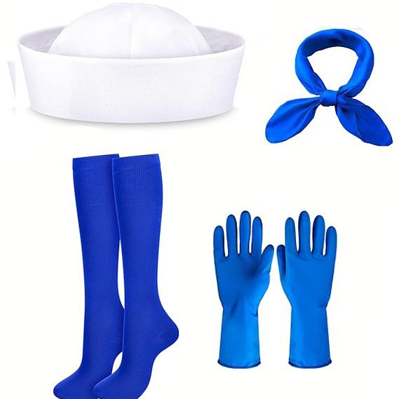 Suministros para fiestas transfronterizas Juego de roles Sombrero de marinero Pañuelo cuadrado Sombrero azul marino Policía militar Accesorios de vestir Disfraces