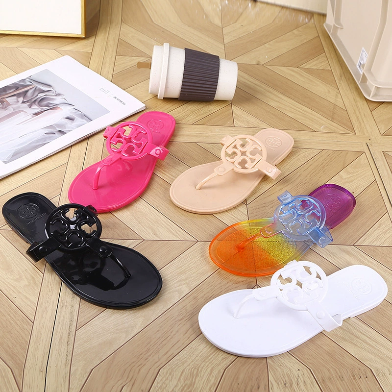 Женские шлепанцы, новые модели, летние пляжные сандалии, модная женская обувь, желейные тапочки, для студенток, с цветочным принтом