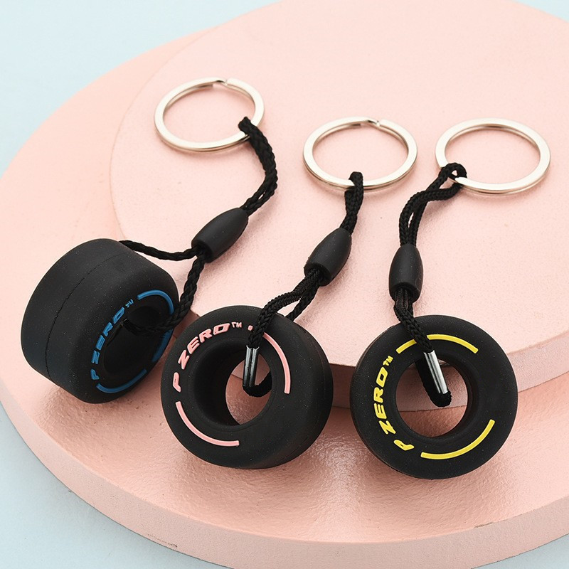 Foreign Trade Pvc Soft Rubber Tire Keychain Car Decoration Car Accessories Gift Manufacturer Small Gift Wholesale