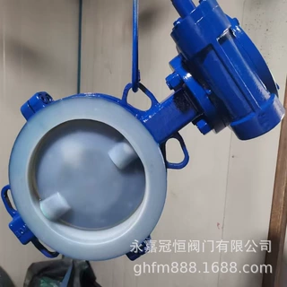 手动蝶阀 D371F46-10C DN450 碳钢衬氟蝶阀 涡轮对夹蝶阀