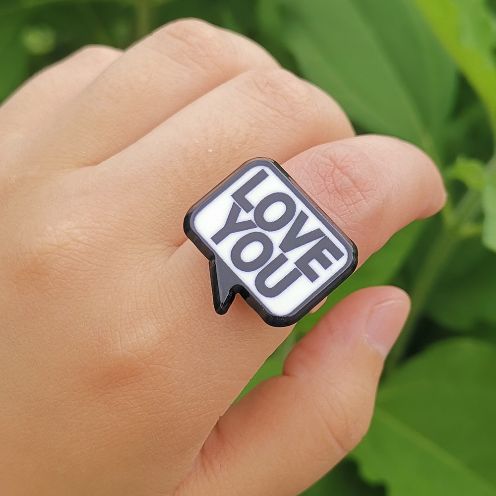 Wholesale Jewelry Cartoon English Short Sentence Resin Ring Nihaojewelry display picture 4