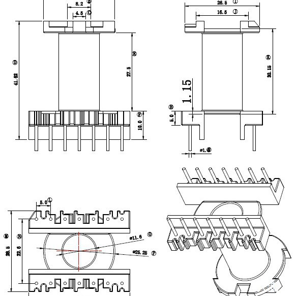 变压器电感EC35立式7+7电木骨架ER3542 EC3542