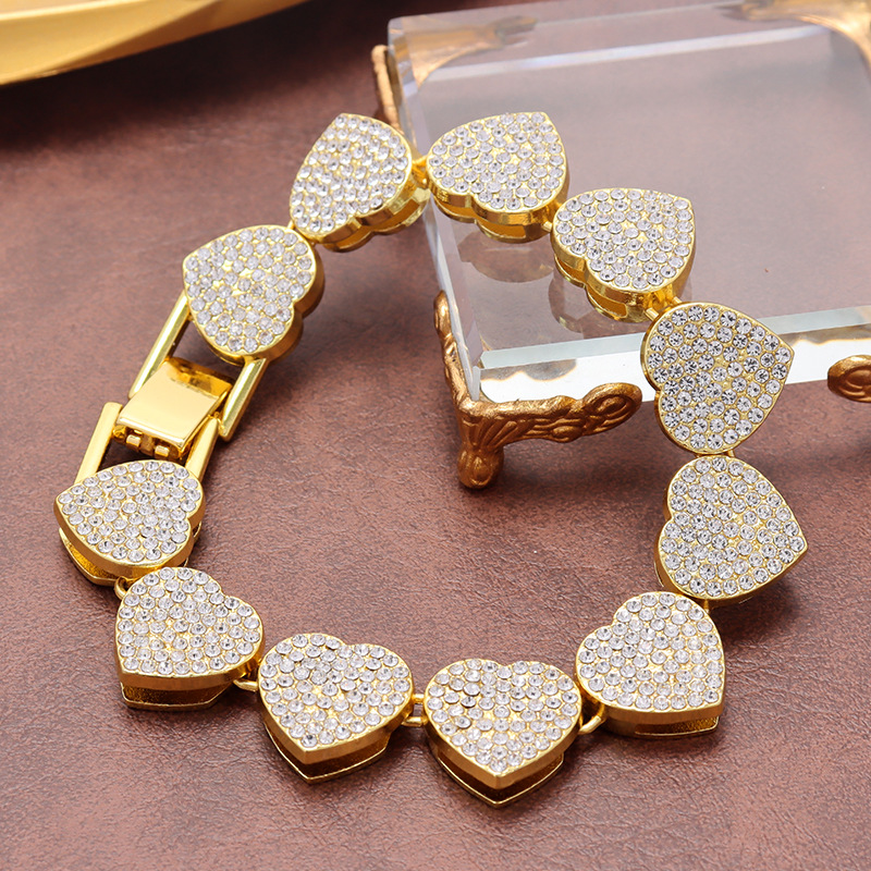 35g Weight Hip-Hop Vintage Style Heart Shape Alloy Unisex Bracelets Necklace