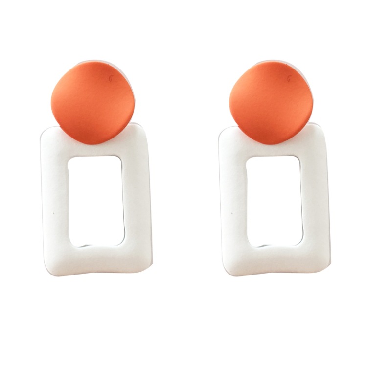 Fashion Geometric Frosted Paint Contrast Color Stud Earrings display picture 2