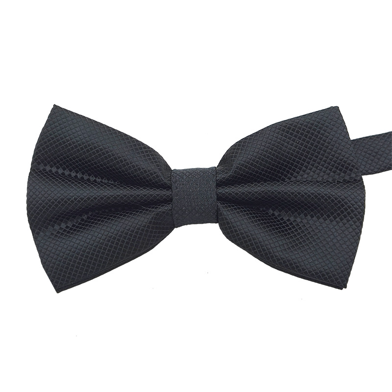 Pajarita negra de color sólido para hombre British Cube Spot Venta al por mayor Ropa formal Boda Doble pliegue Doble lazo de doble capa 27 colores