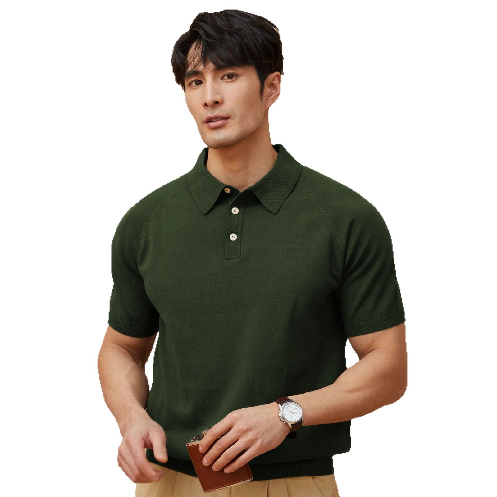 Verano nueva camiseta de punto con solapa camiseta de hielo de manga corta para hombres delgada polo comercial camiseta comercio exterior al por mayor transfronterizo