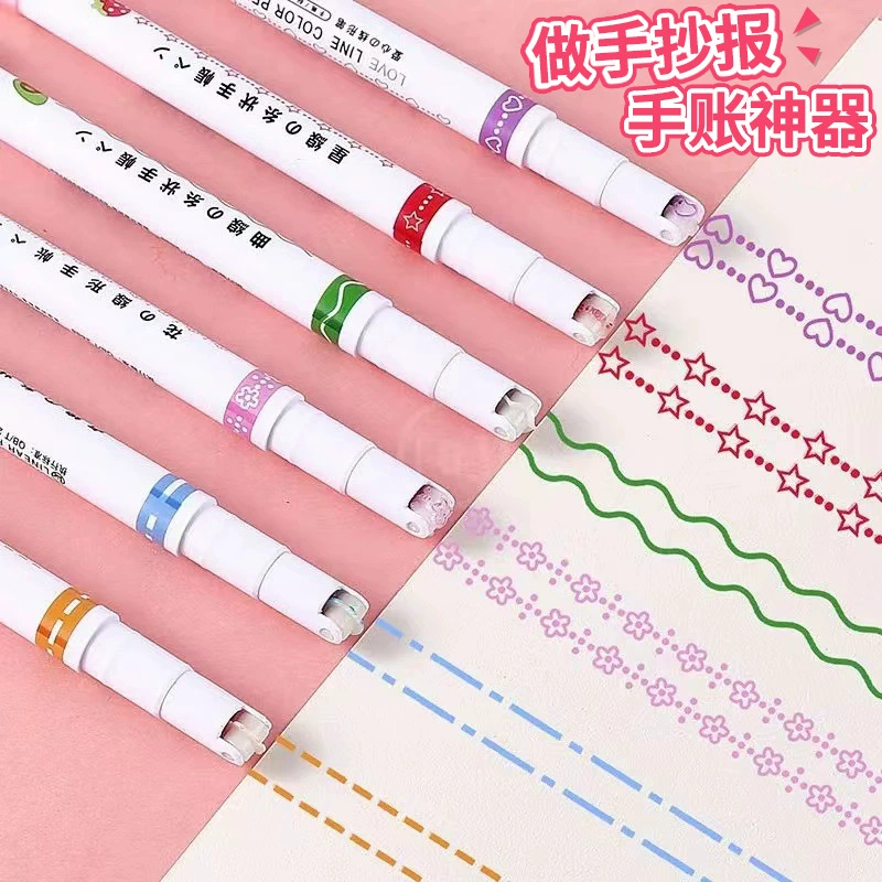 Ручка с двойной головкой в форме цветка для студентов с ручкой-роликом ручной счет Контурная ручка двухстрочная цветная рукописная газета кружевная ручка оптом