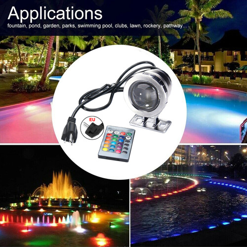 Outdoor fountain light AC 85~265V RGB remote control black silver with plug pond light fountain light
