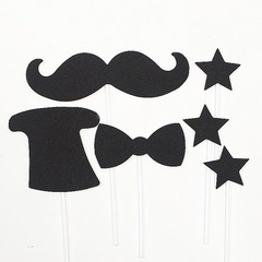 派對烘焙蛋糕裝飾插牌黑色系小男人鬍子父親節生日快樂插件一套