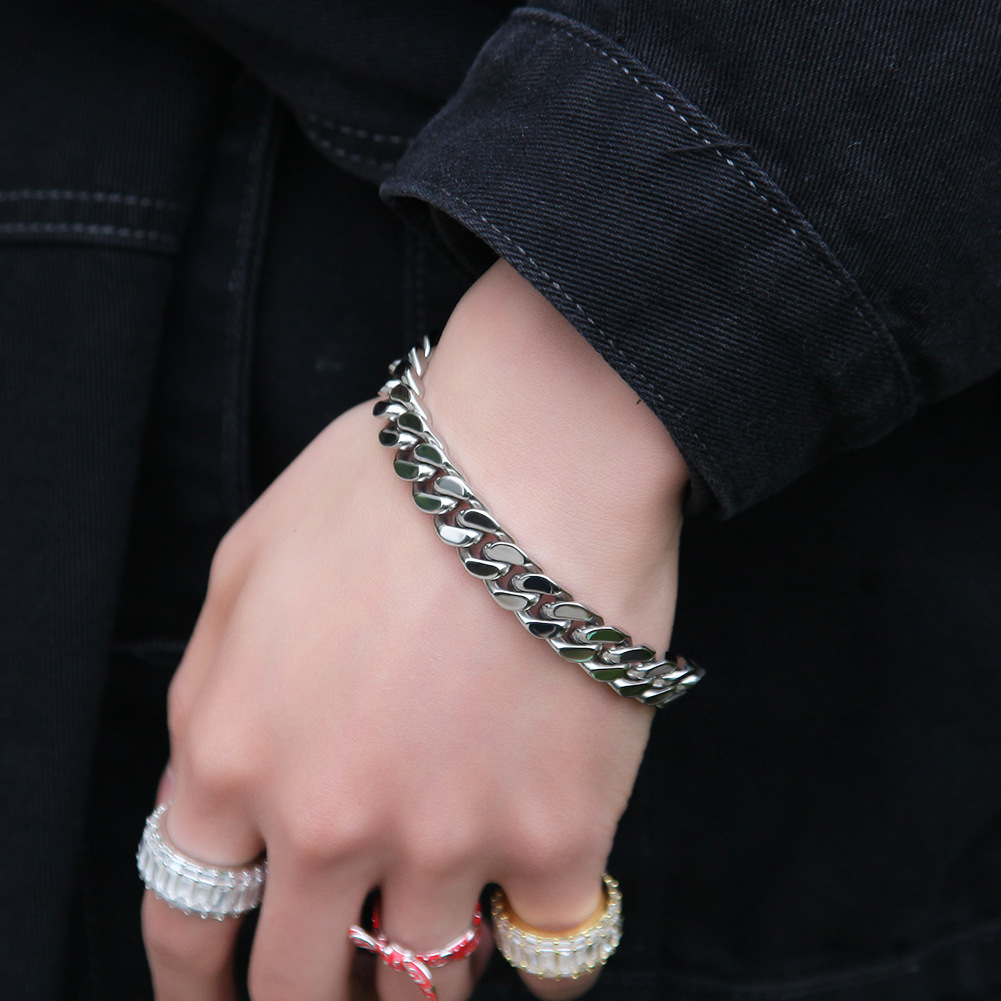 68g Weight Bracelets Classification 316L Stainless Steel Chain Material 1 Piece Quantity Holiday, Daily Occasion 316L Stainless Steel Material Geometric Pattern Men's Gender Simple Style Style Waterproof Non Tarnish, Surgical Steel Craft Simple Style 316L Stainless Steel  Geometric Men's Chain Bracelets 13