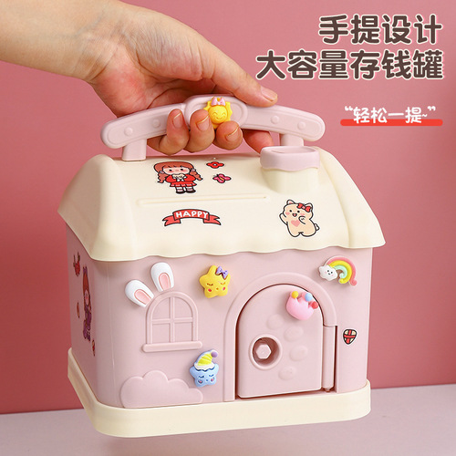 Internet celebrity children's piggy bank,  new piggy bank, only in and out, with lock, piggy bank, student gift
