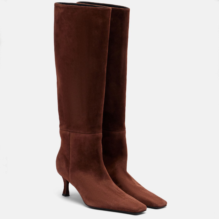 2026 new retro brown suede long boots for women, square toe, stiletto heel, simple, slimming, straight-leg, high-top, suitable for commuting 2026 new retro brown suede long boots for women, square toe, stiletto heel, simple, slimming, straight-leg, high-top, suitable for commuting