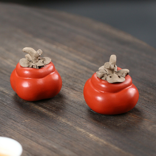 Yixing purple sand tea pet persimmon ornaments tea ceremony tea play can grow sculpture tea set accessories Wanshi Ruyi everything goes well