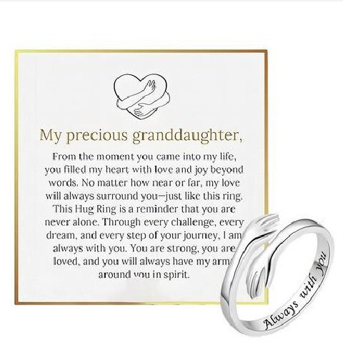 Cross-Border Best-Selling European and American Creative Adjustable Ring with Engraved Text "Embrace You" Card, Gift for Mom on Mother's Day Cross-Border Best-Selling European and American Creative Adjustable Ring with Engraved Text "Embrace You" Card, Gift for Mom on Mother's Day