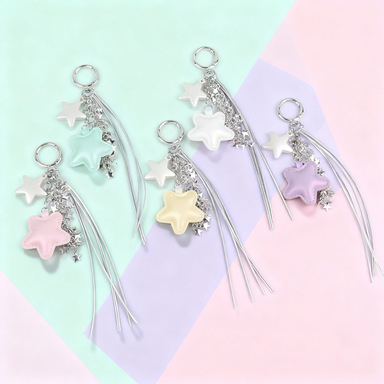 Ins Colorfulful Pu Five-Pointed Star Rope Chain Keychain Small Fresh Mobile Phone Bag Decoration Pendant Headphone Set Pendant