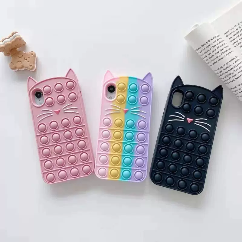 Phone case (Apple compatible) iPhone 13 Pro, silicone pop‑it cat bubble, fits multiple models