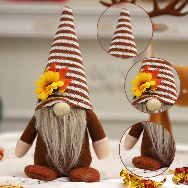 Cross-border spot Thanksgiving doll gift desktop ornaments high-end sunflower maple leaf decoration Rudolph doll