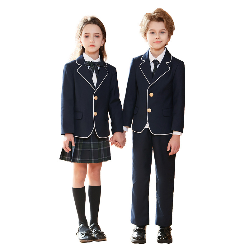 Uniformes escolares infantiles, traje de estilo universitario, traje de jardín de infantes, primavera y otoño, traje de estilo inglés de tres piezas.