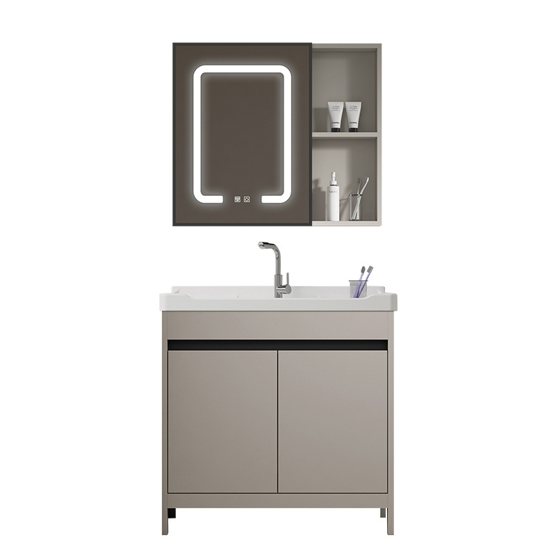 Baño tipo piso espacio gabinete de baño de aluminio combinado balcón cerámico todo en uno lavabo lavabo lavandería lavabo