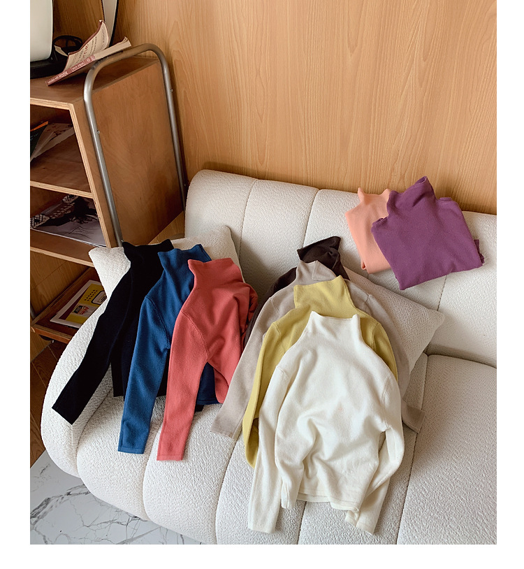 Suéteres infantiles al por mayor, prendas de punto para niñas, ropa infantil para otoño e invierno, camiseta de cuello alto de imitación de cachemira, cálida y bonita para niños pequeños.