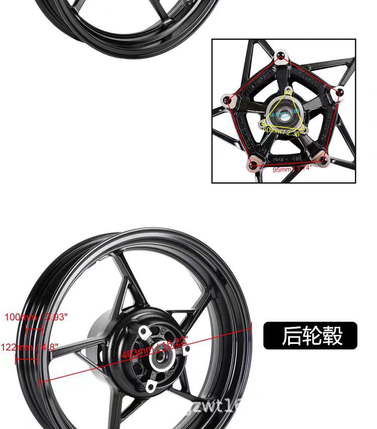Suitable for Kawasaki Ninja400 Z400 Original Aluminum Alloy Lightweight Front and Rear Wheel Hub Assembly Steel Rims