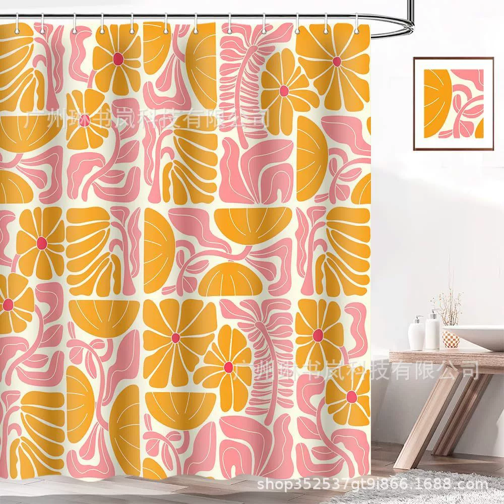 Лидер продаж на Amazon: Душевая штора в скандинавском стиле с абстрактным растительным узором, полиэстер, цифровая печать, оптом от производителя