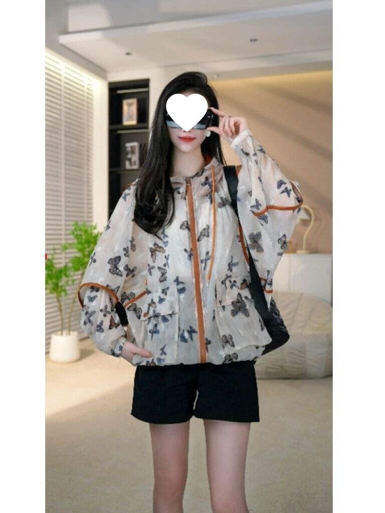 Doble bolsillo de hielo con capuchón ropa de protección solar impresión de verano 2026 suelta ropa de protección solar de manga larga camiseta de mujer image 6