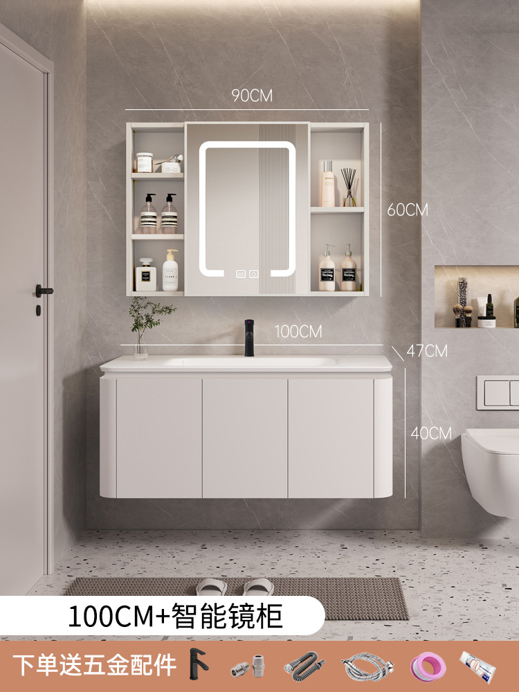 100cm cerámica lavabo gabinete + Smart espejo gabinete luz defogging función