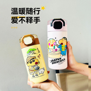 Genuine authorized crayon small new insulation cup inside and outside 304 stainless steel cup direct drinking straw dual-use absorbent wholesale