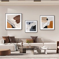 わびさびスタイルのリビングルームのソファの背景の壁の装飾絵画モダンなミニマリストのリビングルームの吊り絵画テクスチャスクエアレストラン絵画
