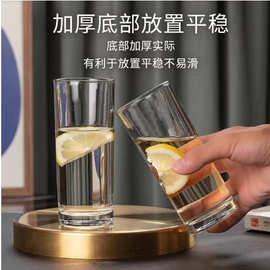 批发直筒透明玻璃水杯家用酒店会所茶杯直身杯牛奶杯口杯可做logo