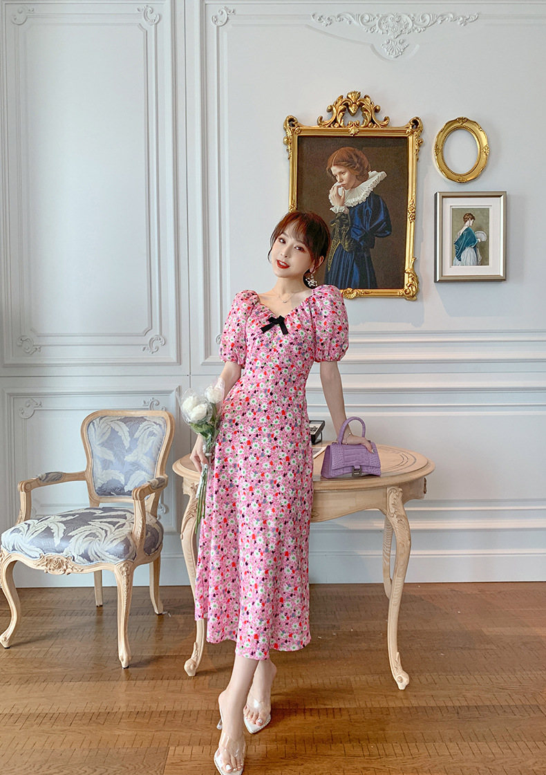 D0064 840K VÁY ĐẦM LIỀN THÂN NỮ CHOTDNG MÙA HÈ PHỤC CỔ CỔ ĐIỂN HỌA TIẾT HOA THỜI TRANG NỮ G03 SẢN PHẨM MỚI