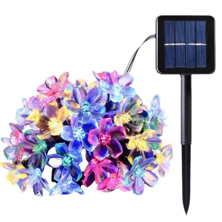 Solar-Powered Cherry Blossom LED String Lights – Waterproof Outdoor Fairy Lights For Garden, Camping, Fence Decoration_voghion.com