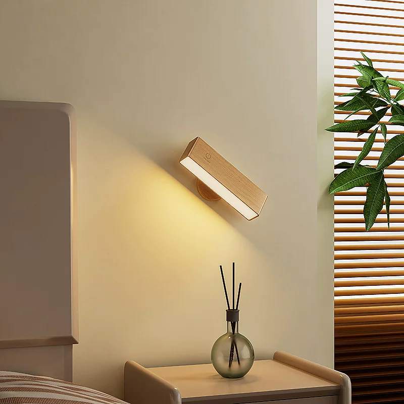 Magnetic wooden sconce for bed, lantern, wall lights for corridor for living room