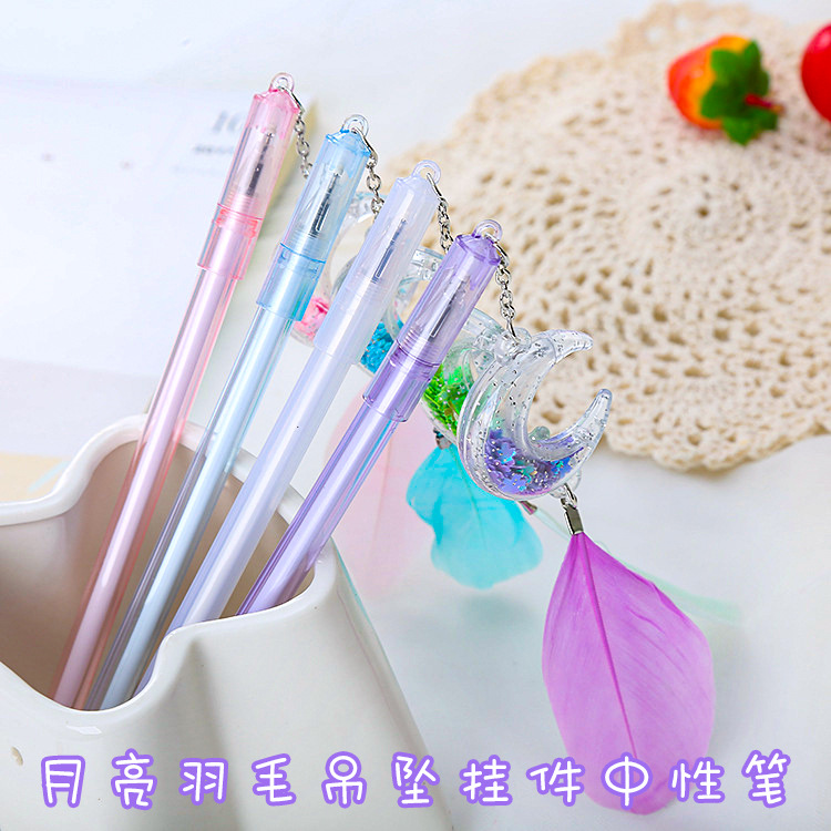 Bolígrafo de Gel Creativo con Lentejuelas y Colgante de Luna para el Festival del Medio Otoño, Bolígrafo Moderno y Femenino, Bolígrafo de Papelería para Estudiantes, Bolígrafo de Firma a Base de Agua