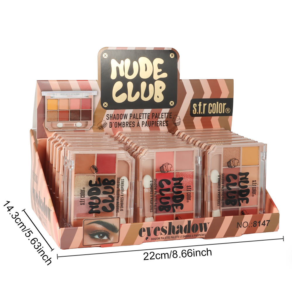 s.f.r color fábrica de venta directa de maquillaje mate perlada ocho colores sombra de ojos disco con cepillo maquillaje al por mayor
