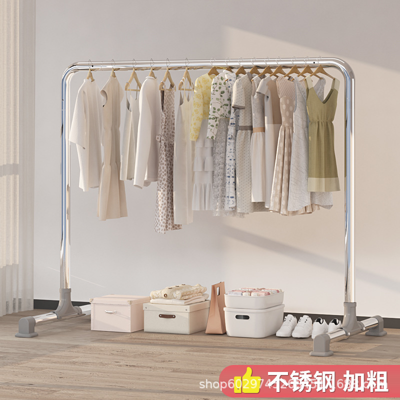 Simple Stainless Steel Clothes Drying Rack Floor-Standing Folding Home Bedroom Balcony Clothes Drying Rack Dormitory Clothes Hanging Rack