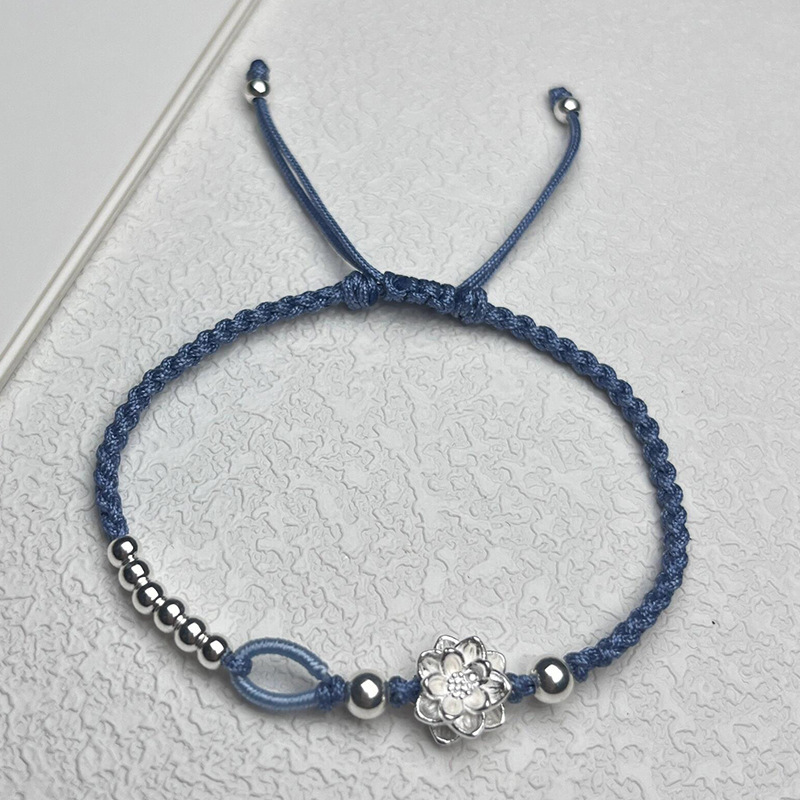 Chinese Style Niche Design Simple Elegant Good Luck Lotus Hand New Chinese Style Lotus Braided Bracelet