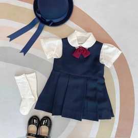 小孩子的衣服女童幼稚园jk制服裙校服日系夏季短袖背心裙制服套装