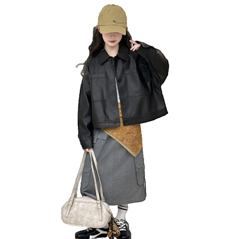 女童皮衣外套春秋款2025新款儿童洋气女宝宝时尚百搭皮夹克上衣潮|undefined