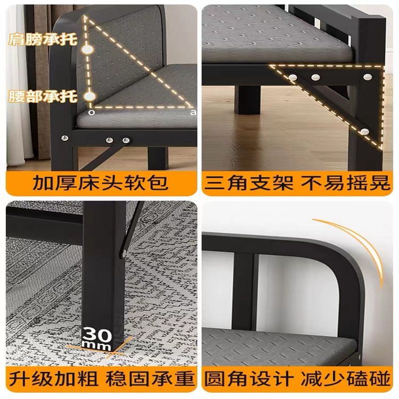 Folding Single Bed for Home Use, Rental Room, Hard Board Bed, Adult Dormitory Simple Bed, Portable Iron Bed, Companion Bed, Extra Bed